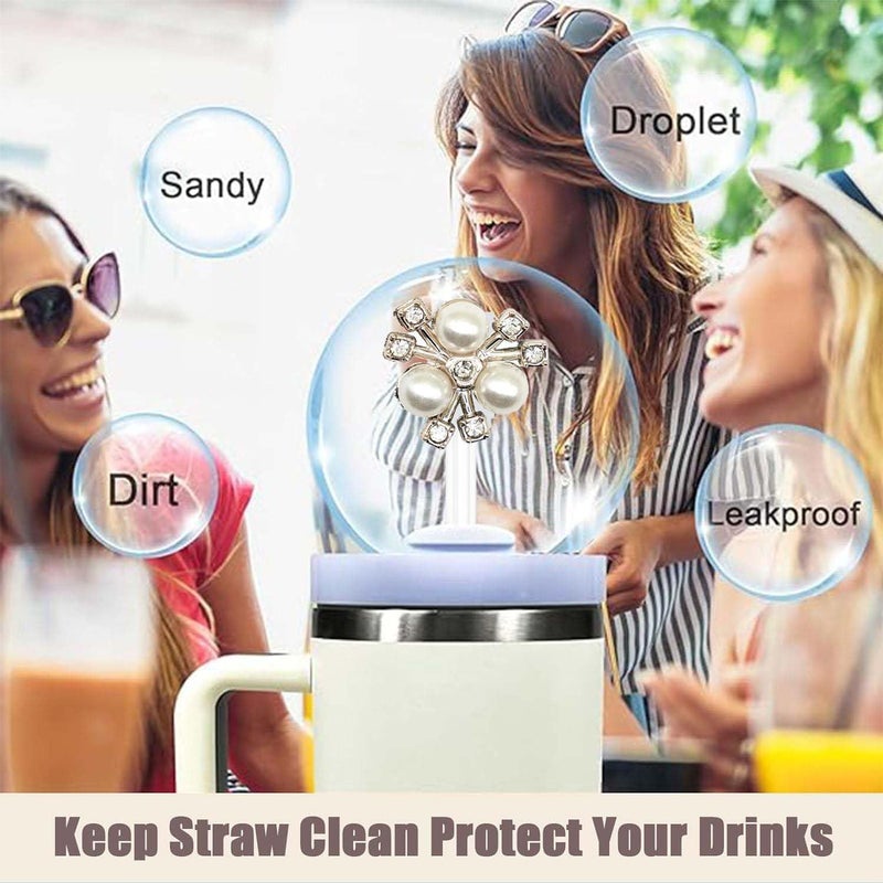 MENGSOOD Straw Cover Cap for Stanley Cup,White Pearl Straw Topper Compatible with Stanley 30&40 Oz Tumbler with Handle Dust-Proof Drinking Straw Tips Lids Protectors (6pcs Pearl) - Image 5